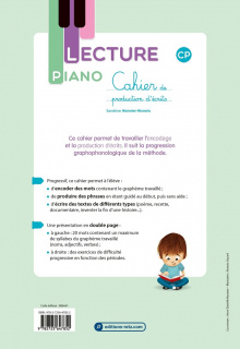 Lecture Piano CP - Cahier de production d'écrits - Programmes 2025